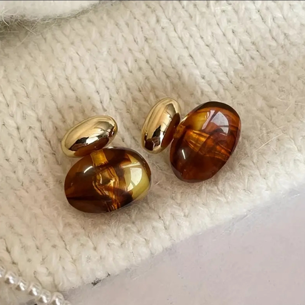 Gold and Brown Earrings